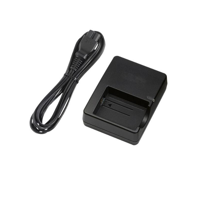 Battery charger for Canon LP-E5 showing front view with LED indicator