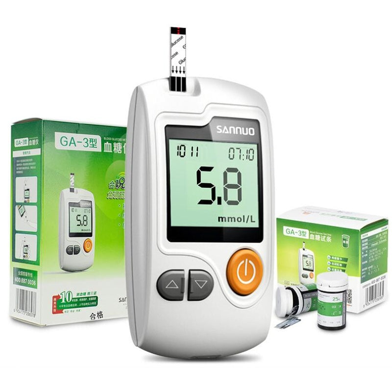 Glucose meter blood sugar monitor front view with display