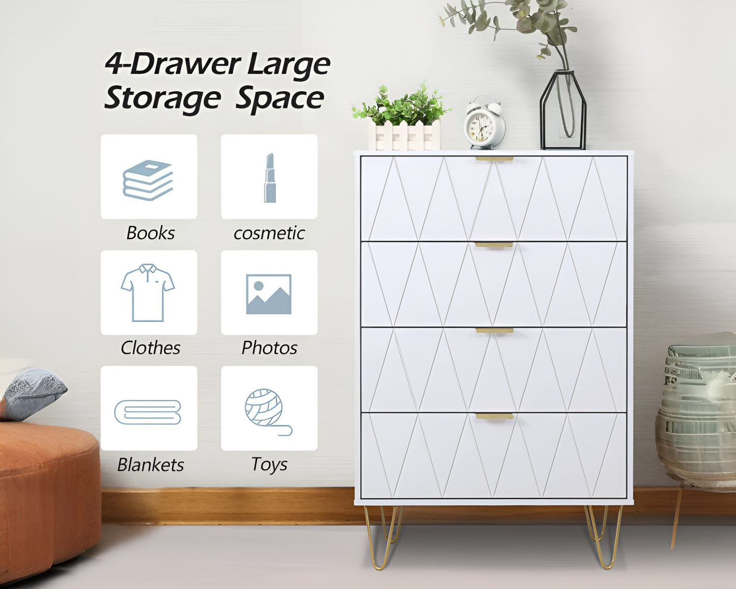 Tallboy 4 Drawer White
