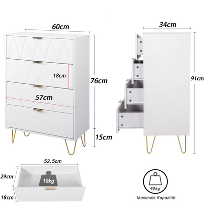 Tallboy 4 Drawer White