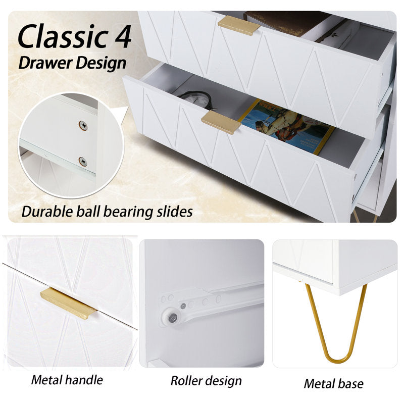 Tallboy 4 Drawer White