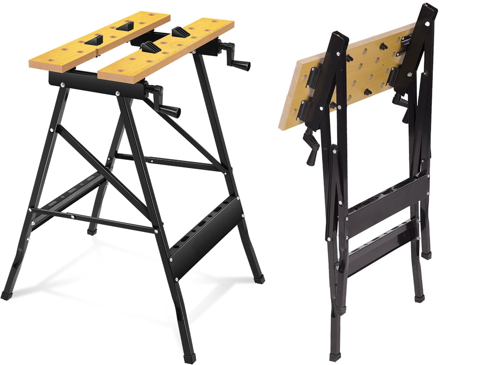 Work bench plastic jaws rotated for secure clamping