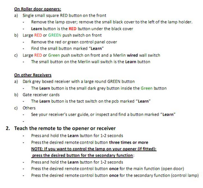 Merlin M842 M832 M844 Garage Remote Replacement