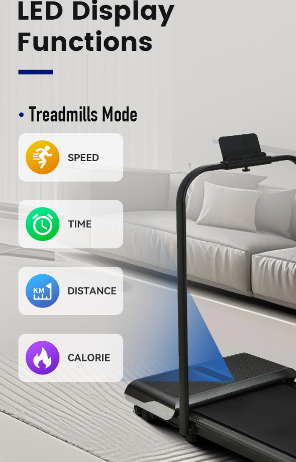 Treadmill with vibration plate showing compact size under desk