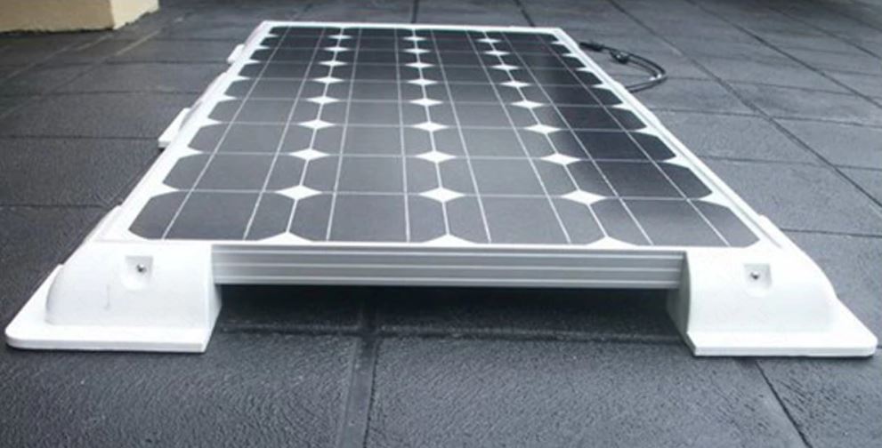 Side view of solar panel mounting kit with air gap visible