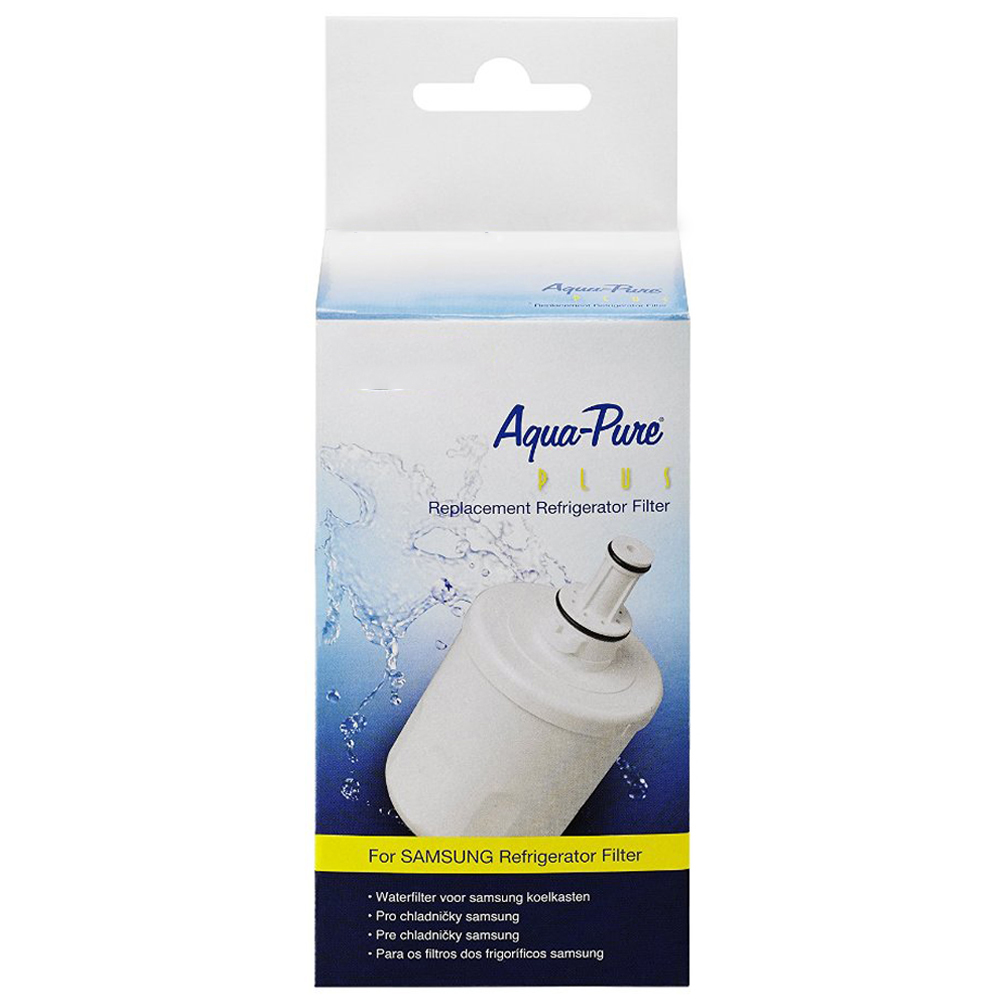 Samsung fridge water filter replacement with label visible