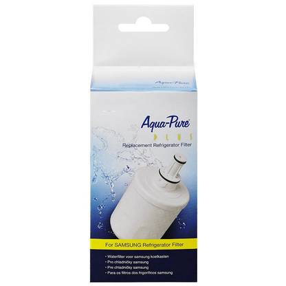 Samsung fridge water filter replacement with label visible