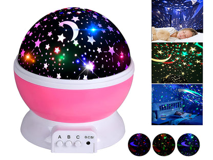 Side angle of starry sky night light LED projector with button controls