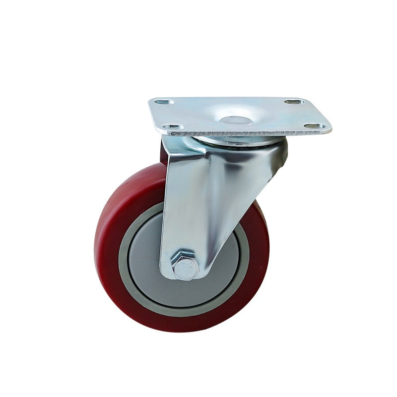 Caster Wheels Kit 100mm 4inch 2 with brakes+2 without brakes Red