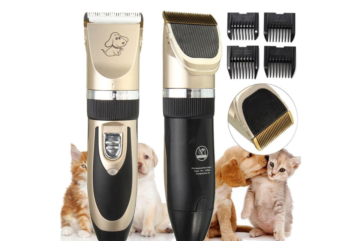 Close up of titanium ceramic blades on dog clippers