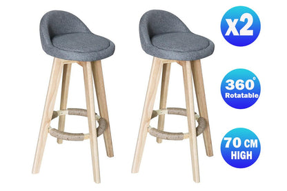 Adjustable height bar stools in grey fabric for kitchen use