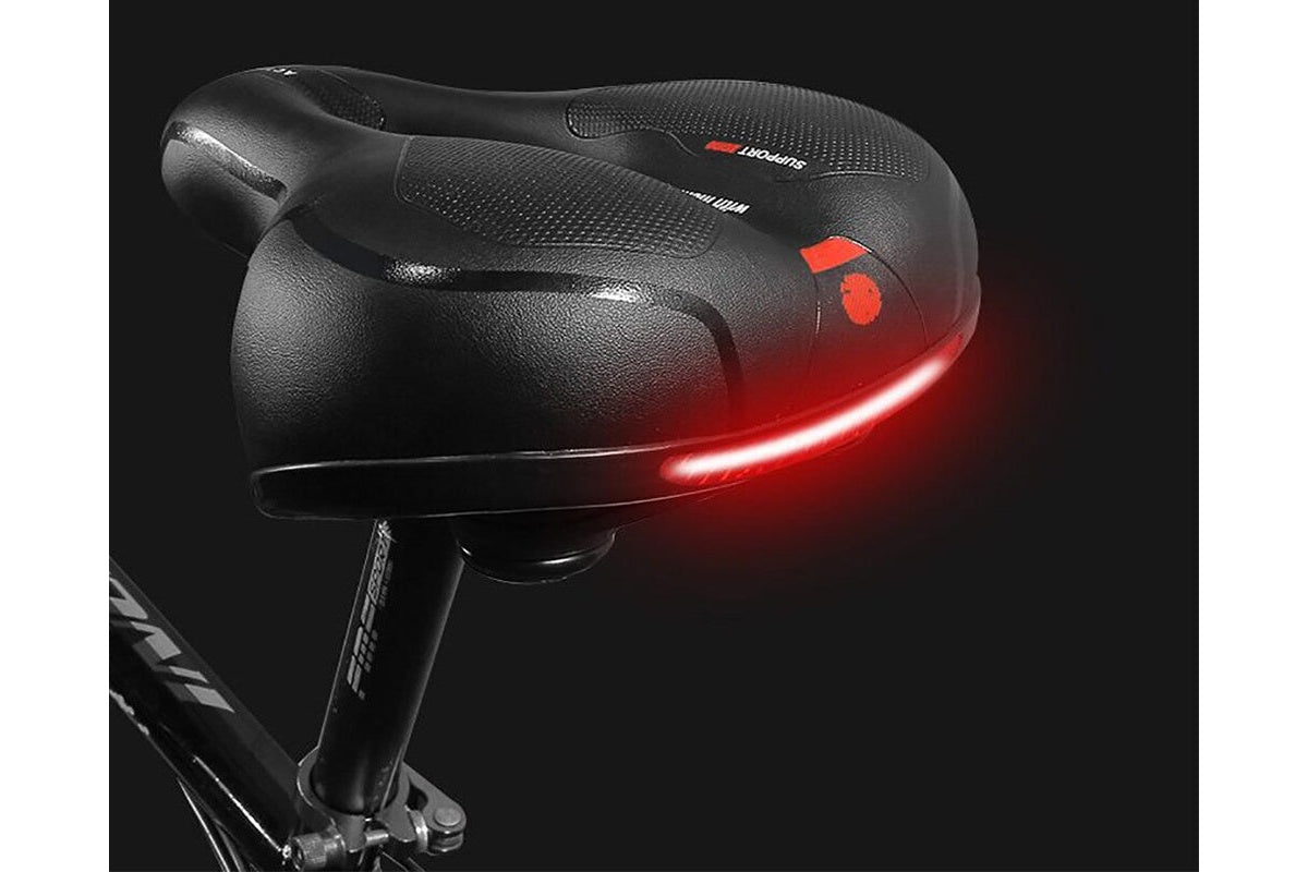 Close up of mountain bike seat soft cushion material