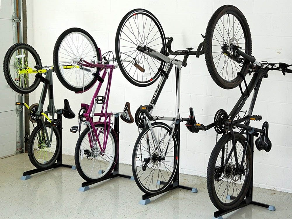 Top angle of bike storage rack slot width detail
