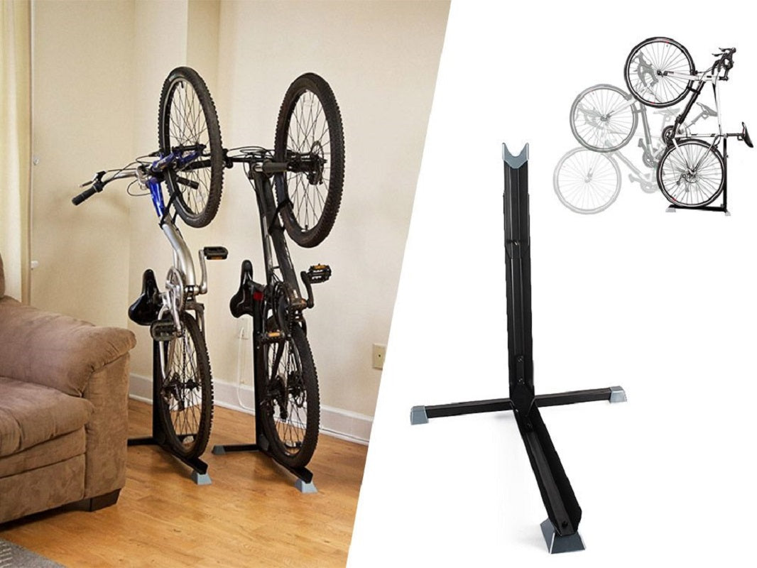 Iron bike stand supporting a kids bike securely