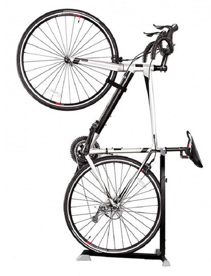 Bike storage rack showing locking mechanism for front wheel