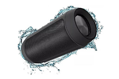 Side angle of wireless Bluetooth speaker highlighting black finish