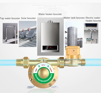 Hot water booster pump operating with water flowing