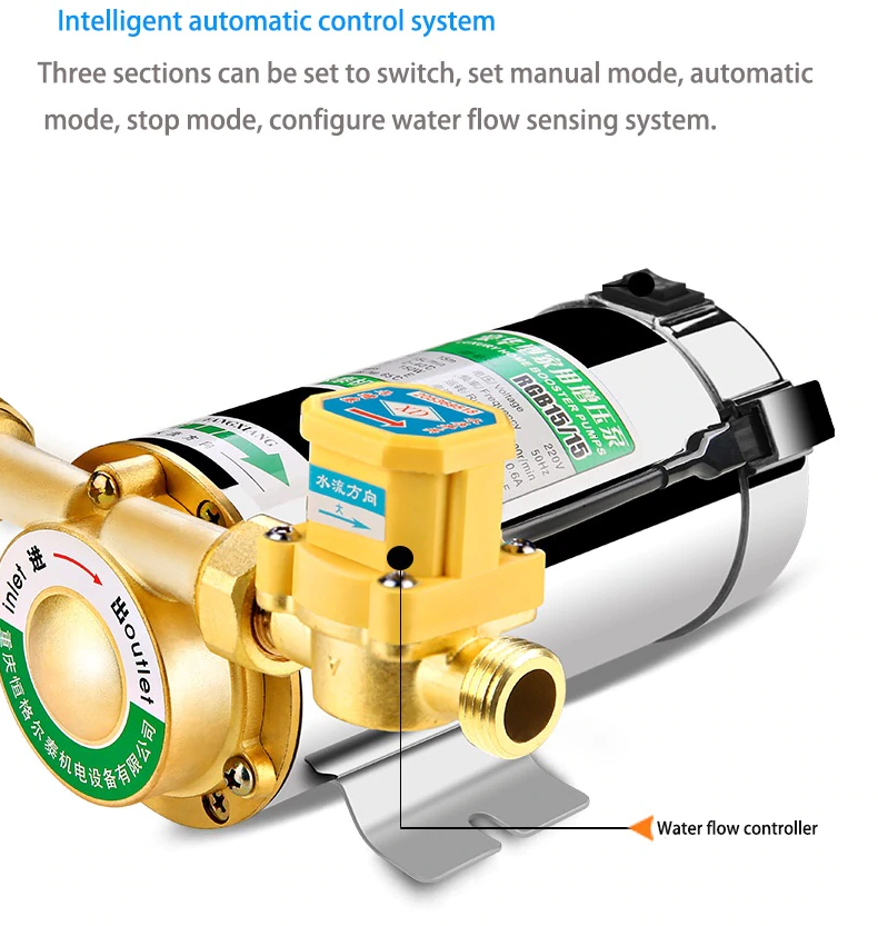 Hot water booster pump used for boosting pressure in bathroom