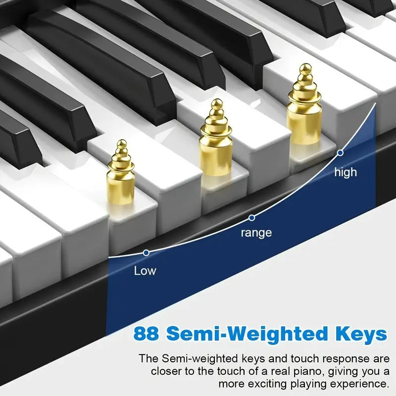 Portable digital stage piano with battery and USB power options