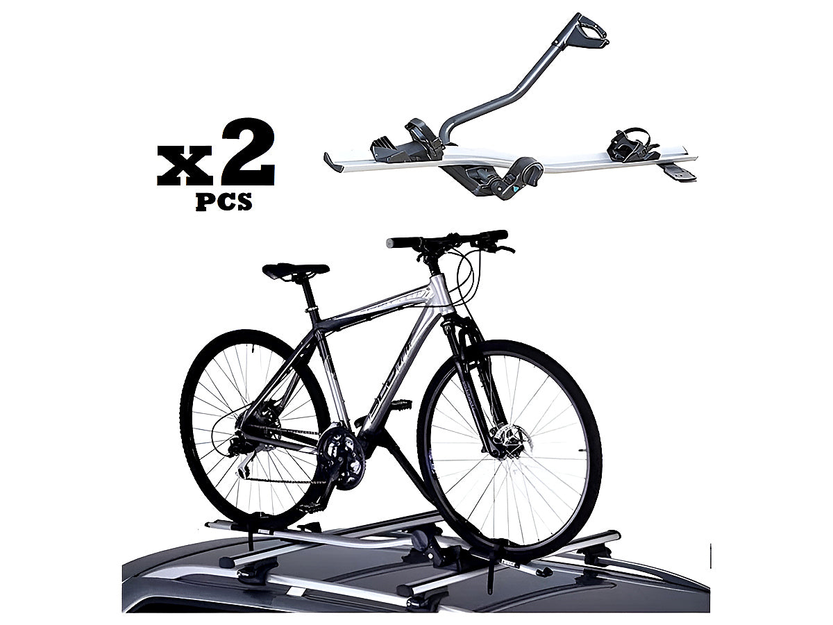 Close up of bike rack clamp holding bicycle tyre securely