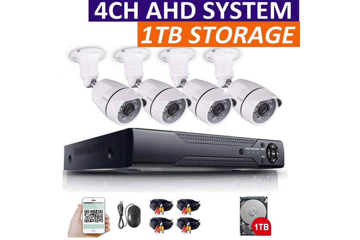 Outdoor night vision security camera in black casing