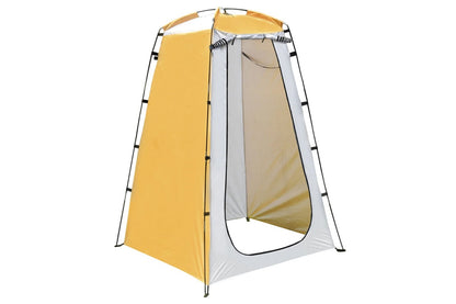 Close-up of yellow waterproof 210T polyester fabric on shower tent