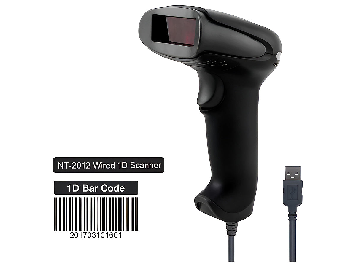 Barcode scanner showing USB cable connection port
