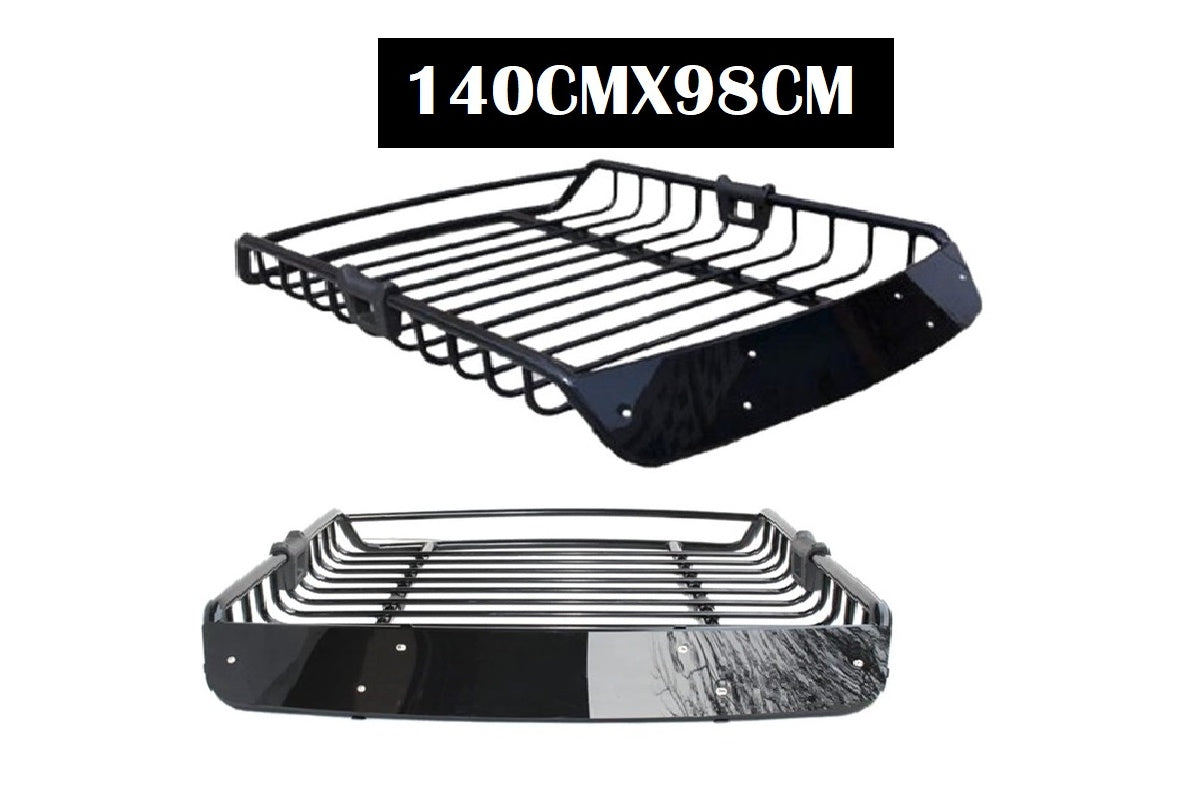 Top angle of universal roof rack basket showing steel frame