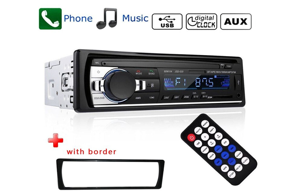 Side angle of JSD-520 car stereo highlighting rotary volume control