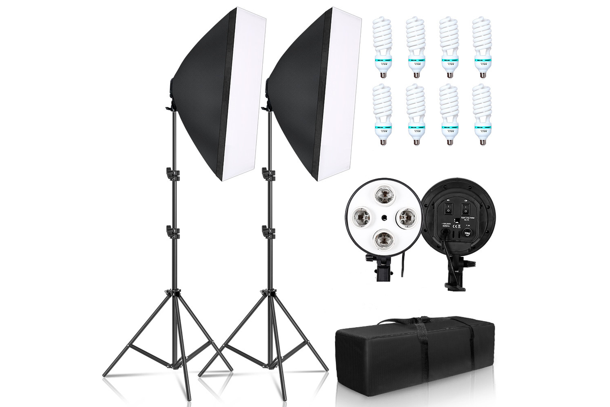 Soft box diffuser cover on photography studio lighting kit soft box
