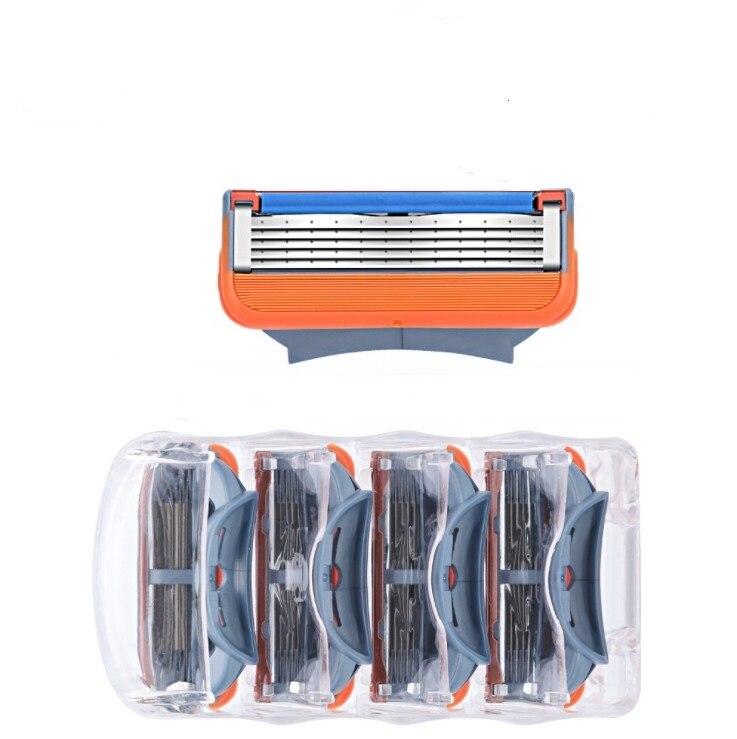 Side view of 5-layer razor blade cassette for smooth shave
