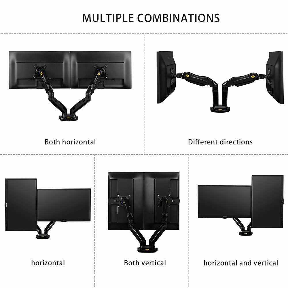 Dual arm monitor stand