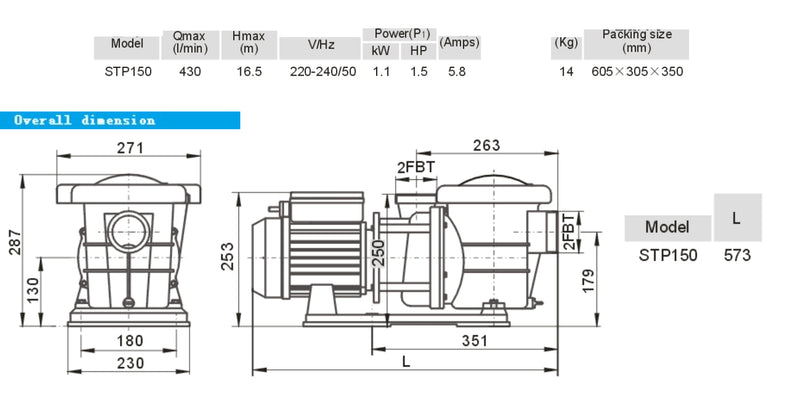 Swimming Pool Pump STP150