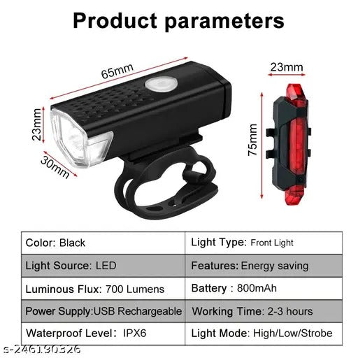 Bike light set showing flashing mode for night visibility