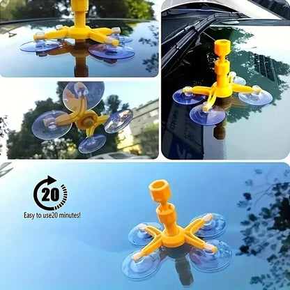 Windshield crack repair kit in compact storage case