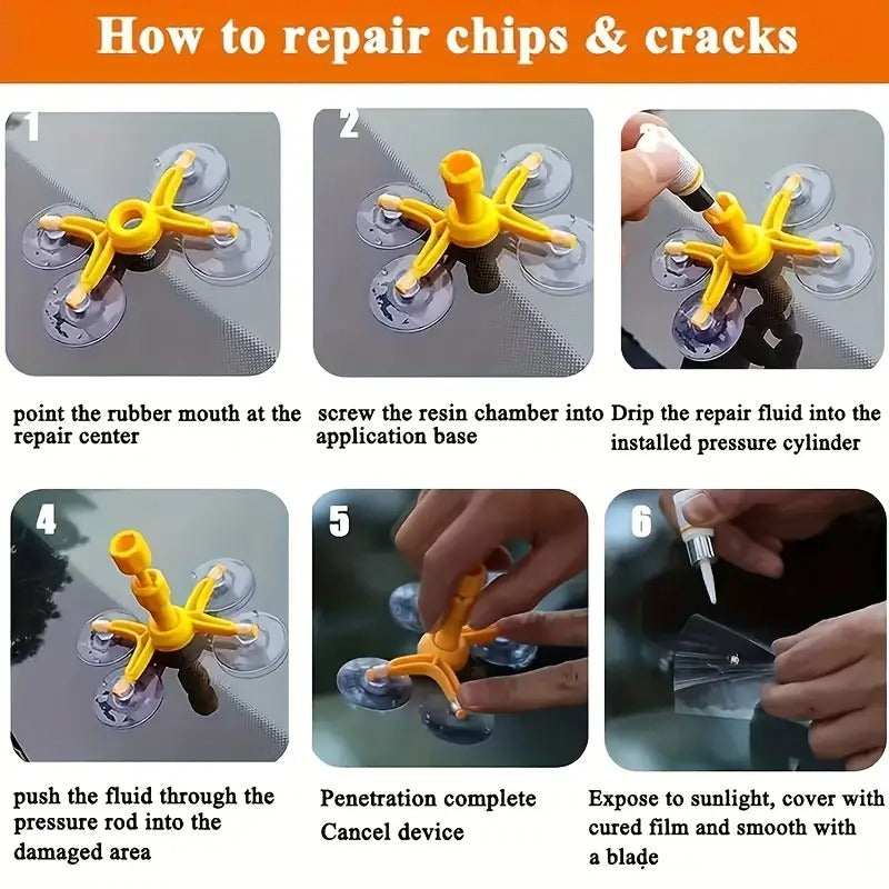 Using car windscreen repair kit on a small chip