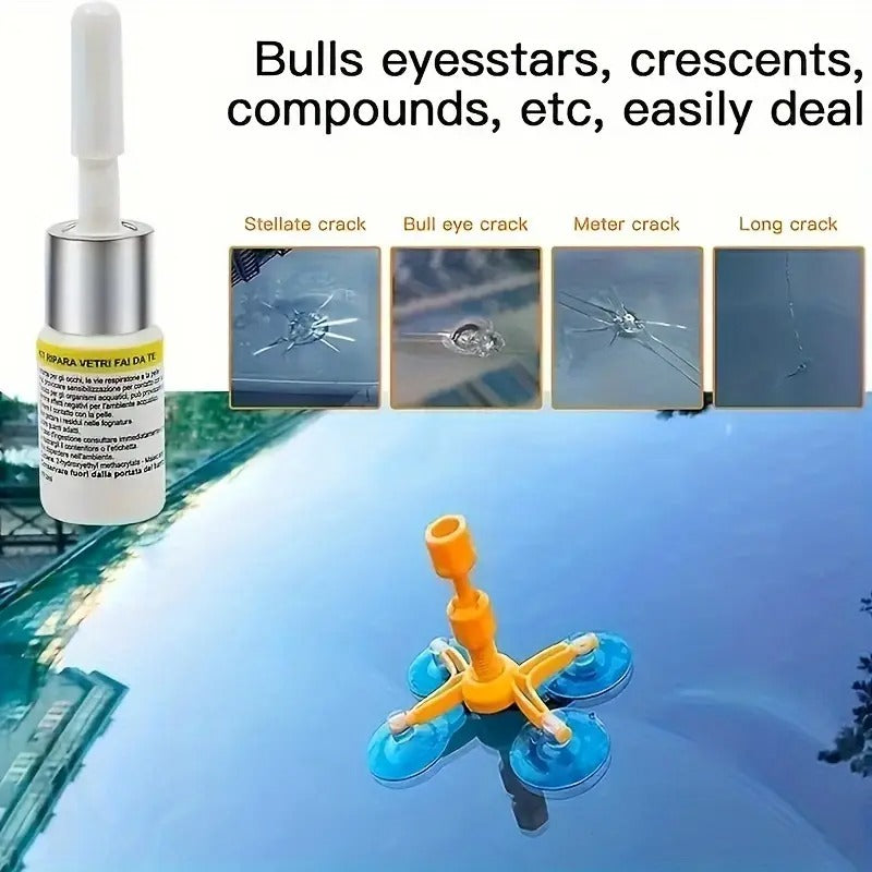 Polishing tool included in windscreen repair kit for smooth finish