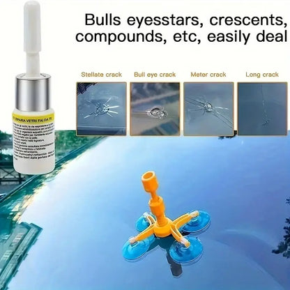 Polishing tool included in windscreen repair kit for smooth finish