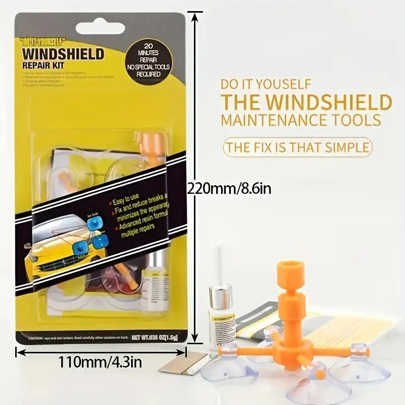 Windshield repair kit packaging showing NZ suitable design