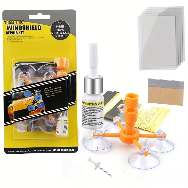Car windscreen repair kit with protective door handle films included