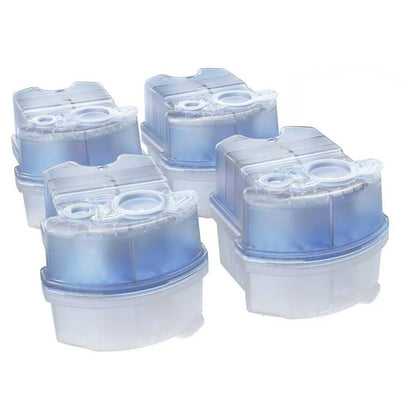 Braun Clean and Charge refill pack box with four cartridges inside