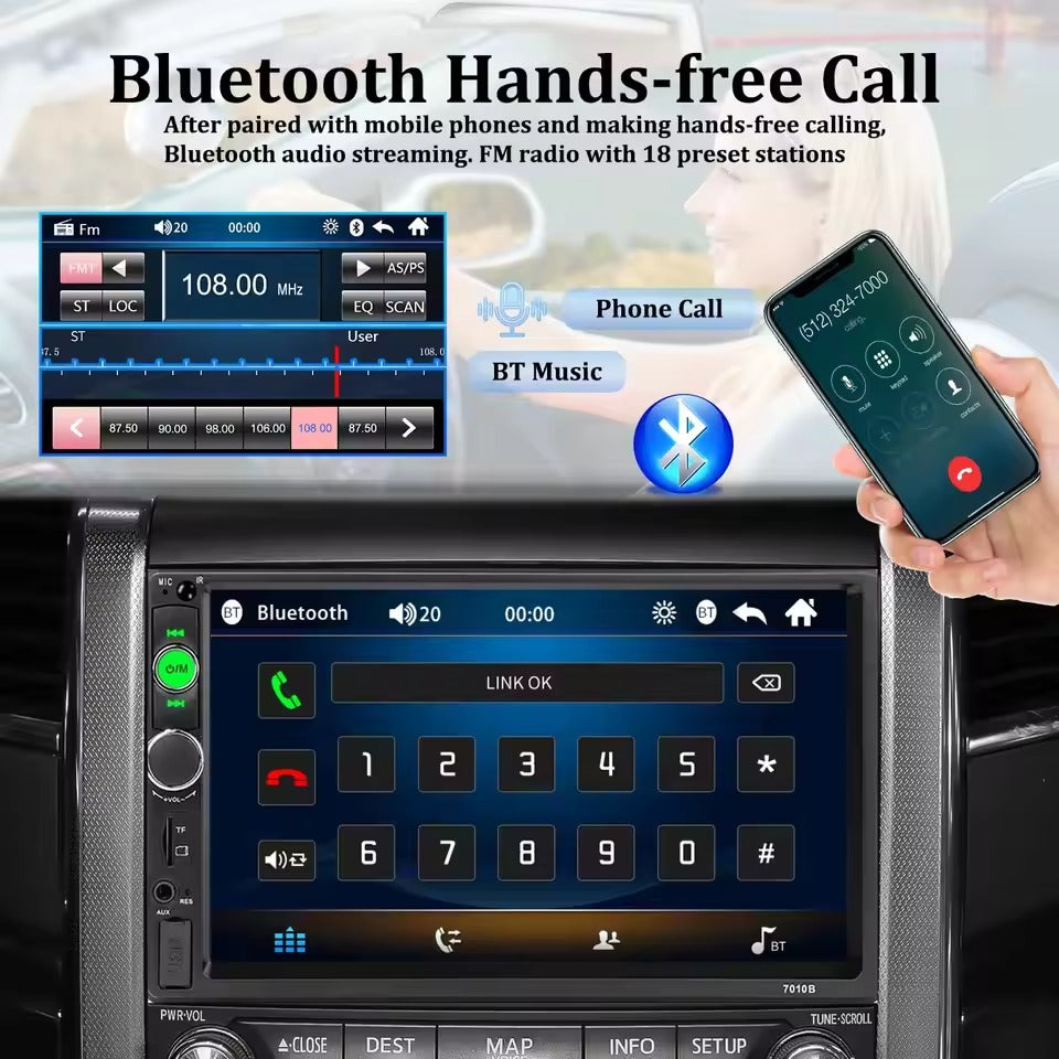 Reverse camera view from Car Stereo 2 DIN Bluetooth showing wide lens angle