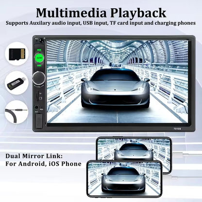 Car Stereo 2 DIN Bluetooth showing Bluetooth connectivity icon on screen