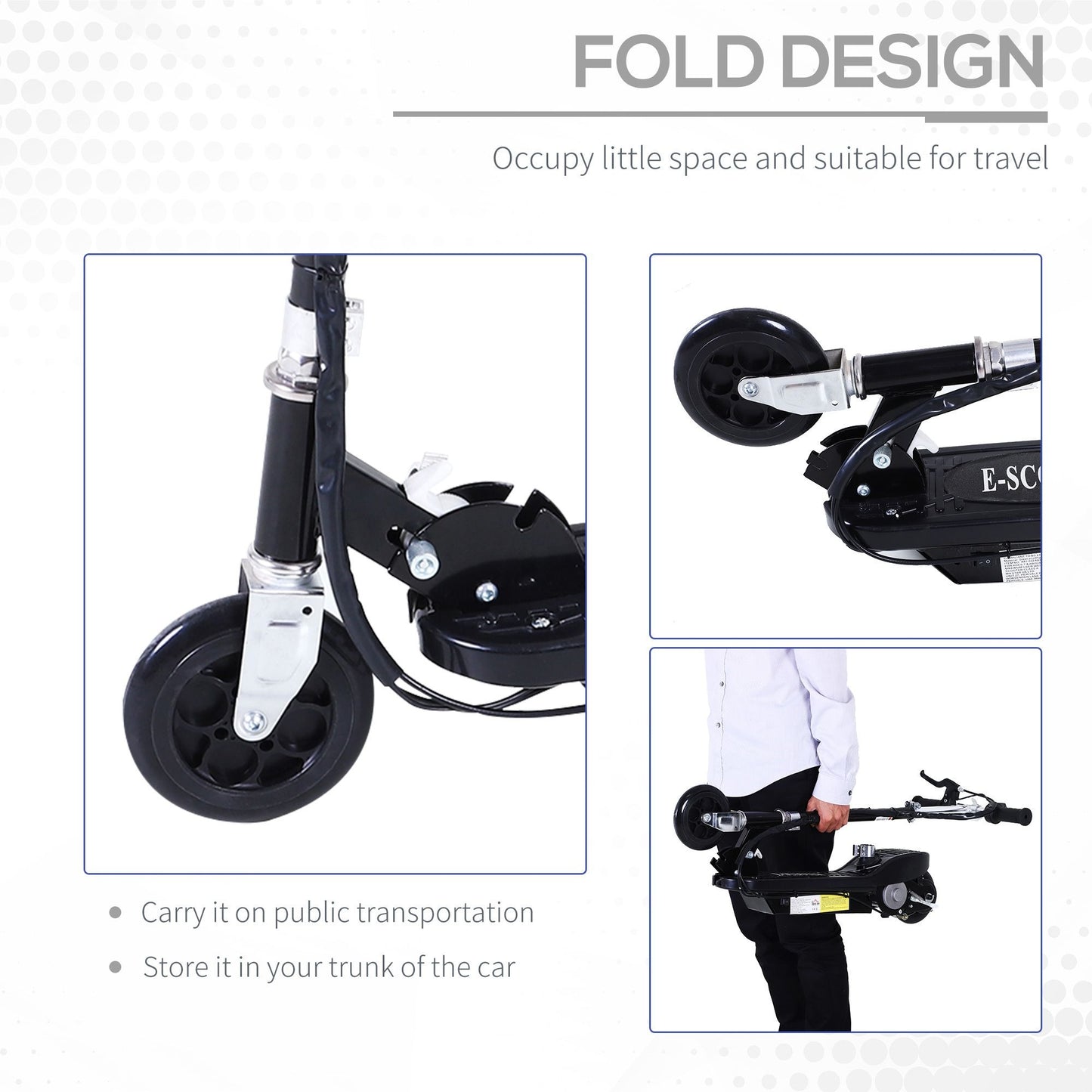 Folded electric scooter black with chair for easy storage
