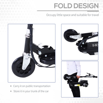 Folded electric scooter black with chair for easy storage