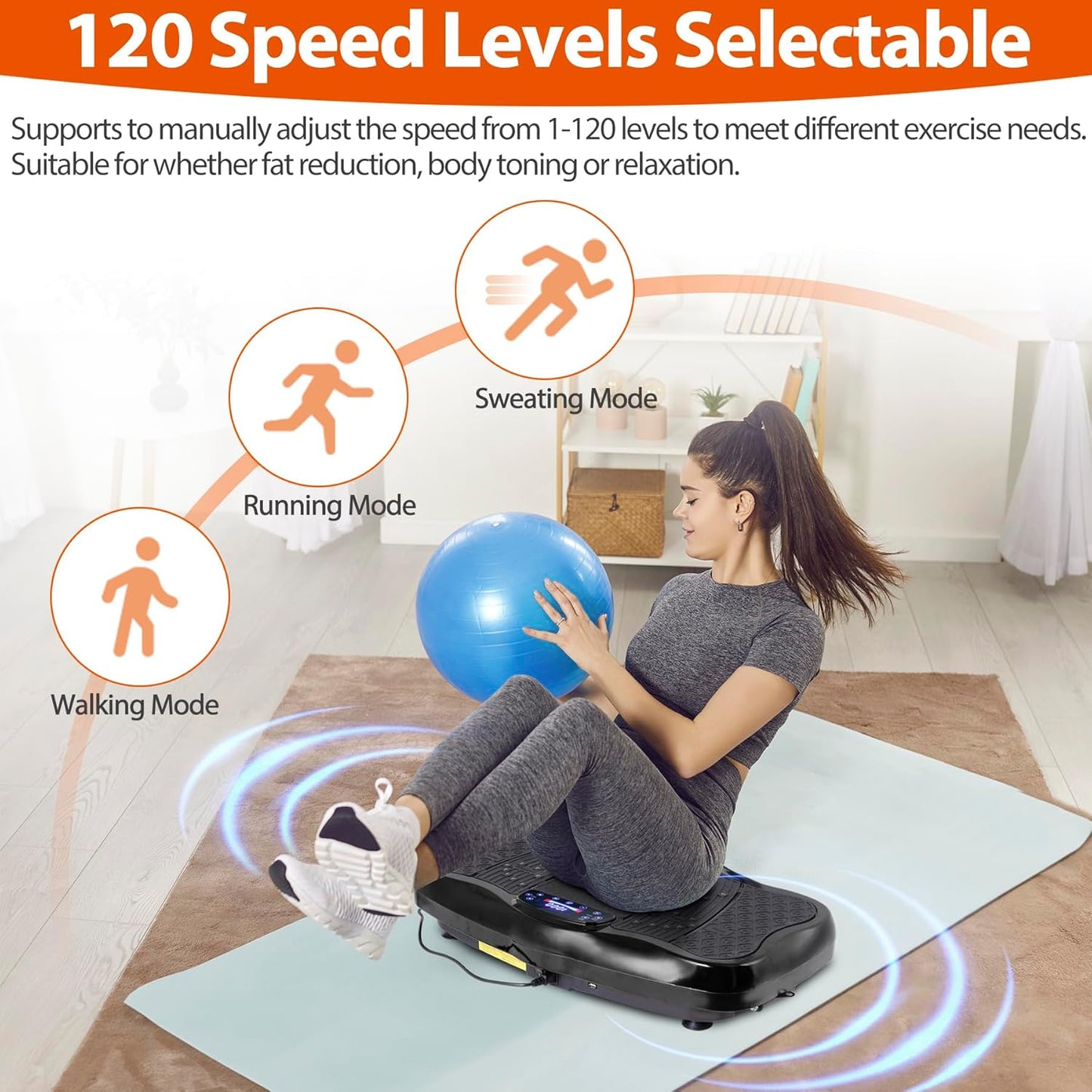 Resistance bands attached to vibration plate exercise machine for strength training