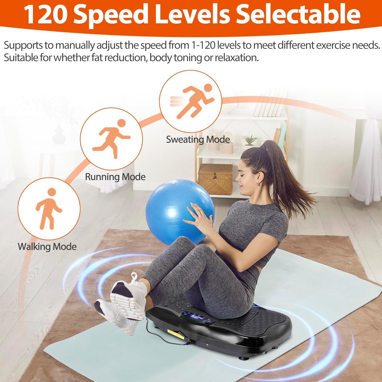 Resistance bands attached to vibration plate exercise machine for strength training