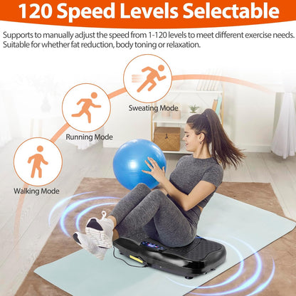 Resistance bands attached to vibration plate exercise machine for strength training