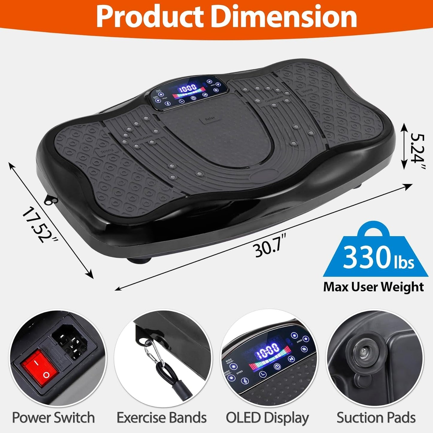 Vibration plate exercise machine remote control with easy buttons