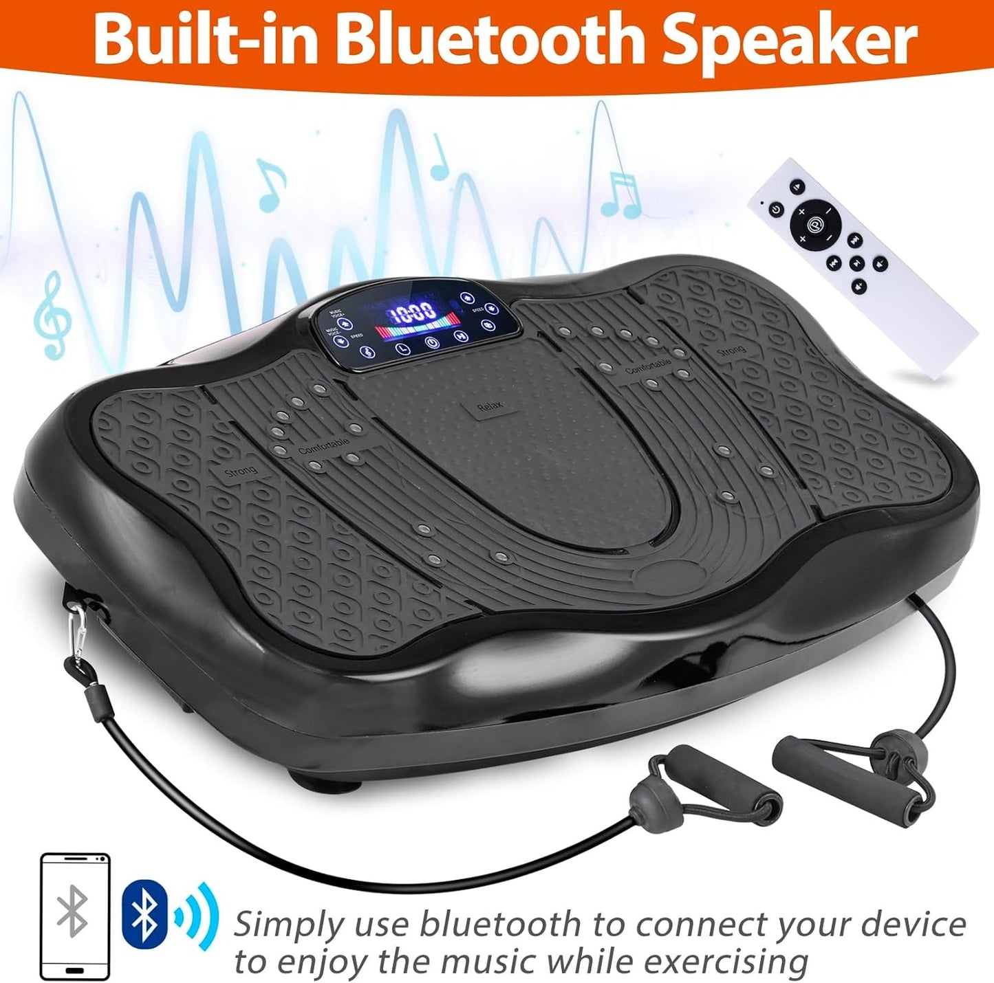 Vibration plate exercise machine showing sturdy iron base and design